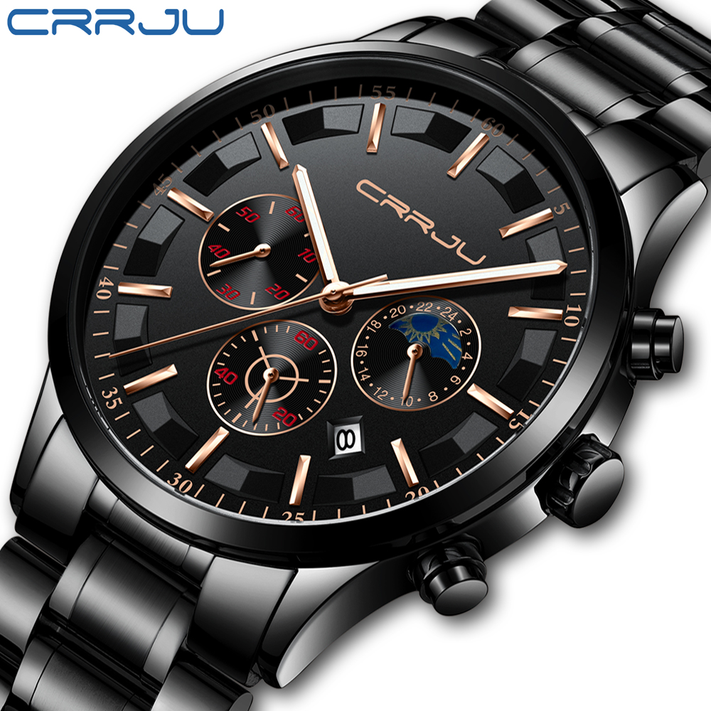 Luxury Watch All Black - CRRJU Mens Watches Top Brand Luxury