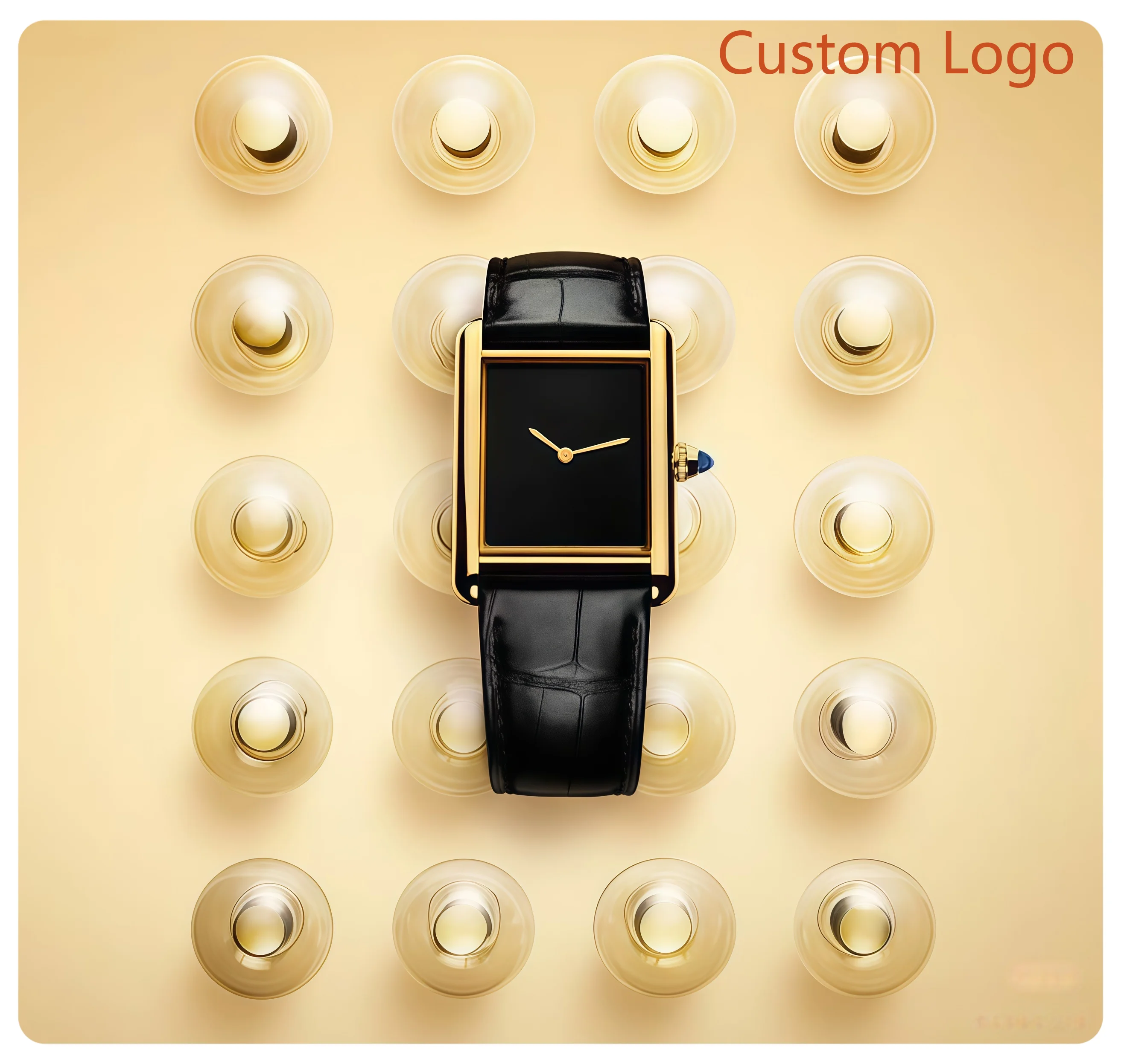 Luxury Watch Black - Gold Square 22mm/27mm Watch Black Dial