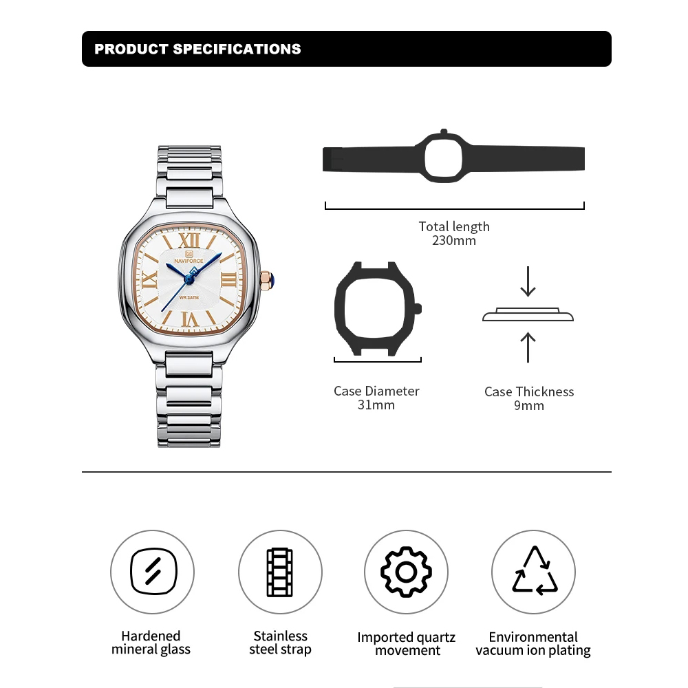 NAVIFORCE Luxury Women's Watch – обзор и цена Luxury Watch Black