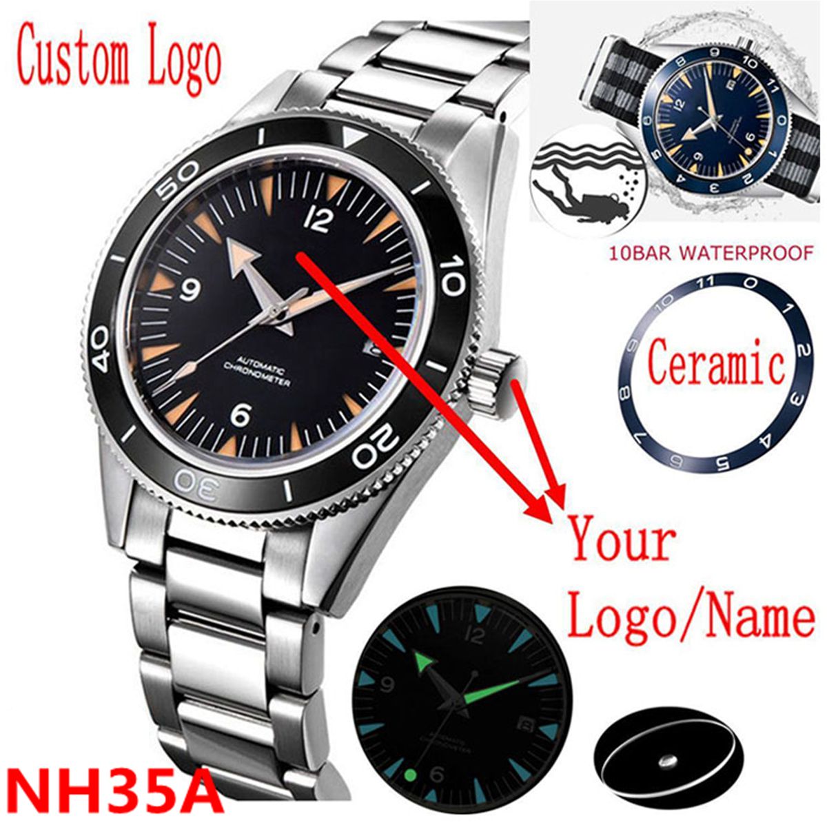 Custom Logo NH35 Movement Watc – обзор и цена Luxury Watch Logos