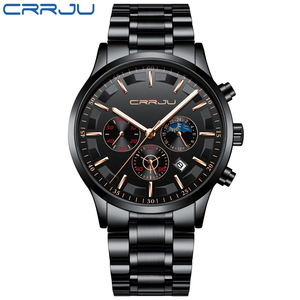 CRRJU Mens Watches Top Brand L – обзор и цена Luxury Watch All Black