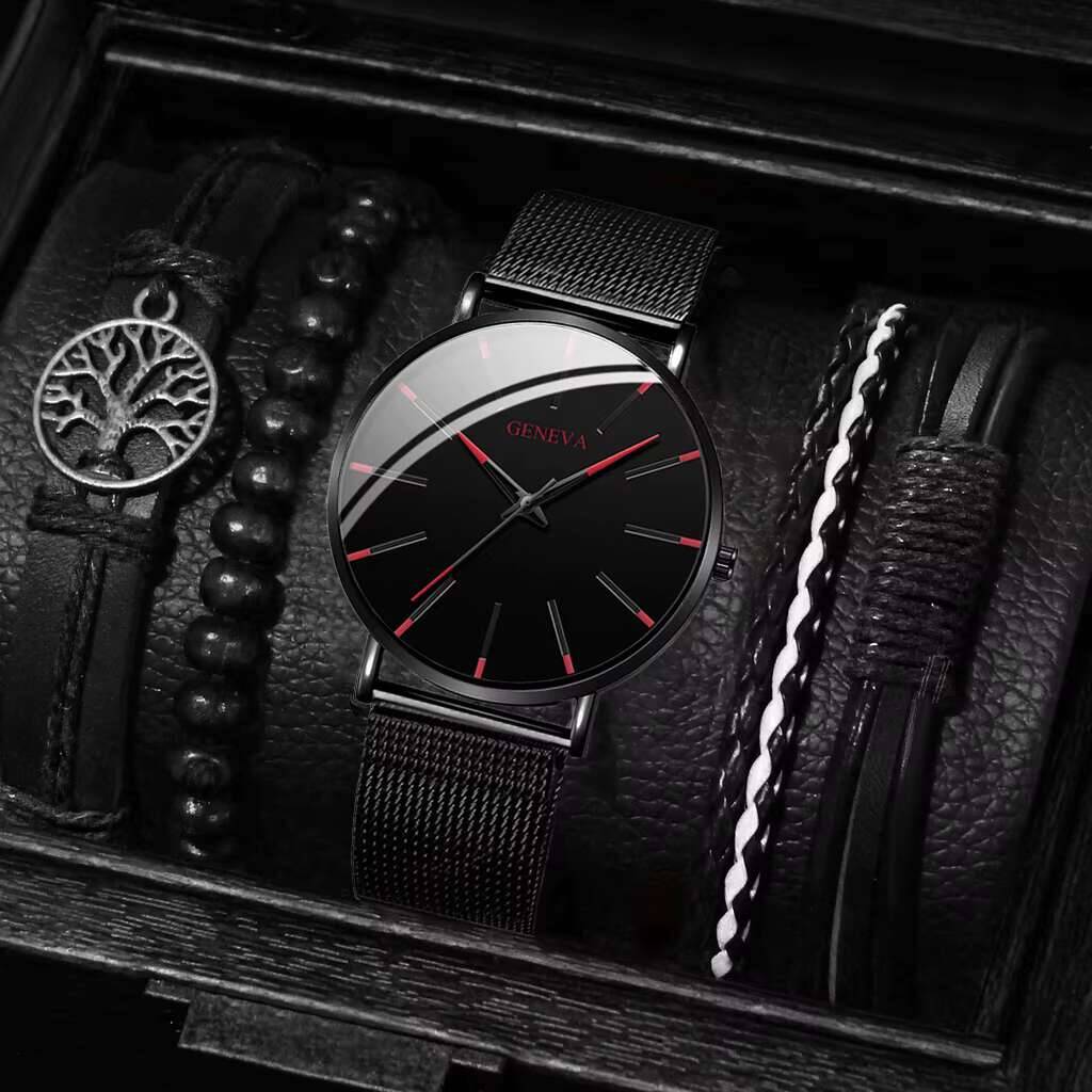 5PCS/Set Luxury Men Business W – обзор и цена Luxury Watch All Black