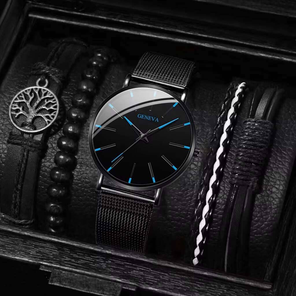 5PCS/Set Luxury Men Business W – обзор и цена Luxury Watch All Black