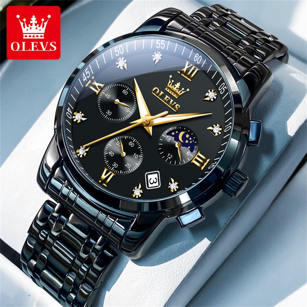 OLEVS Popular men's watches st – обзор и цена Luxury Watch Black