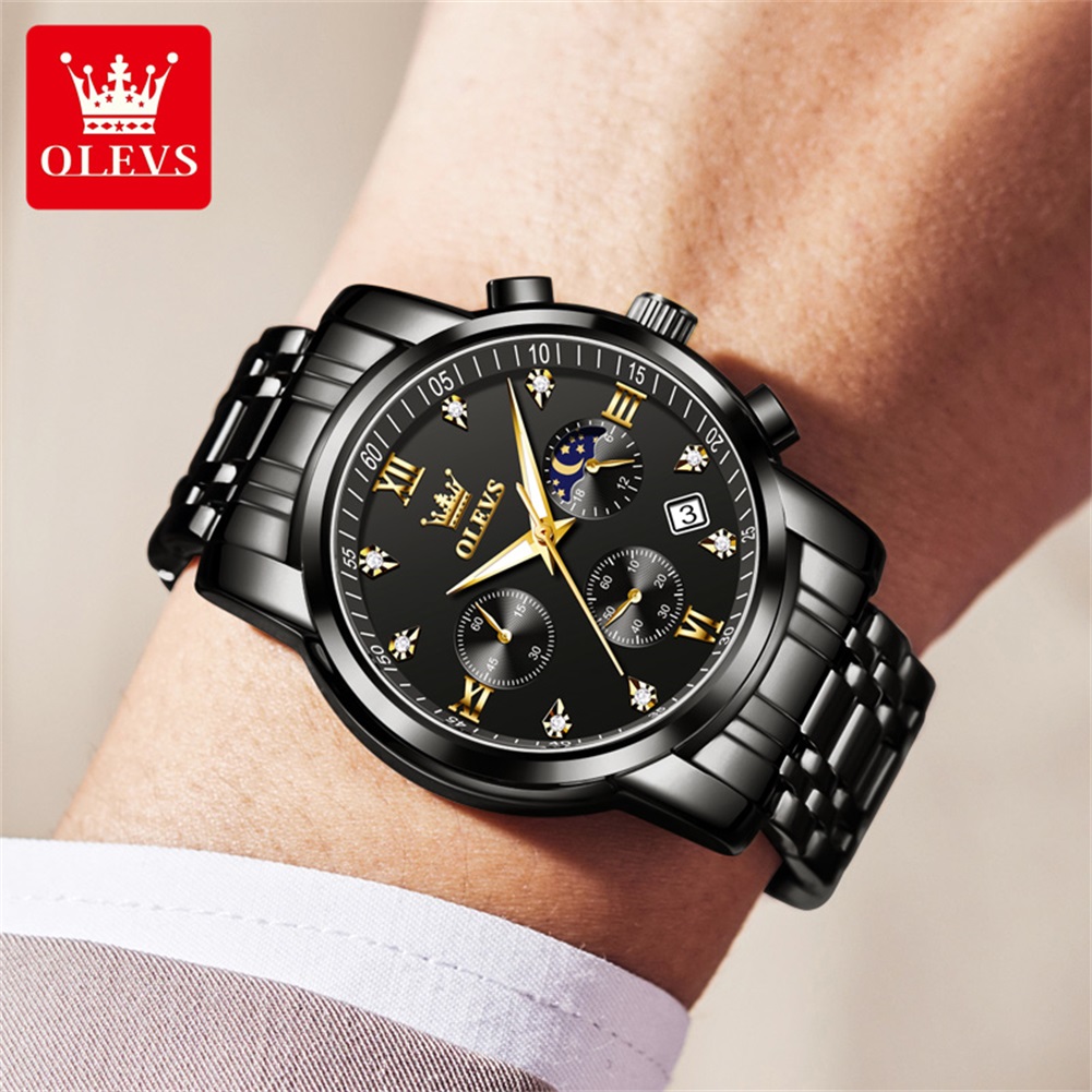 OLEVS Popular men's watches st – обзор и цена Luxury Watch Black