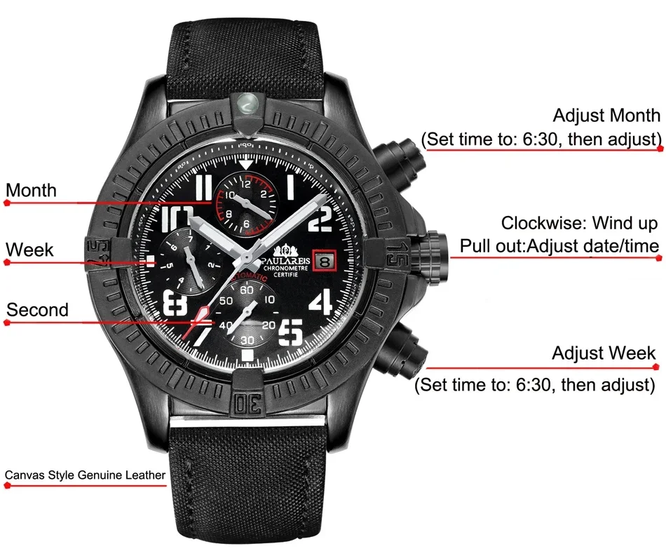 Automatic Mens Watch Self Wind – обзор и цена Luxury Watch All Black