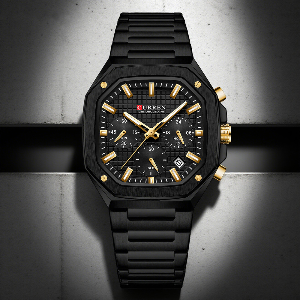 CURREN Luxury Square Chrono Wa – обзор и цена Luxury Watch Black