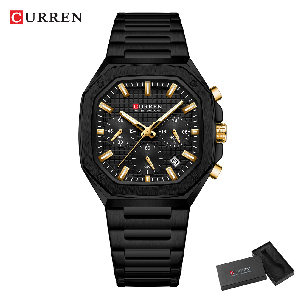CURREN Luxury Square Chrono Wa – обзор и цена Luxury Watch Black