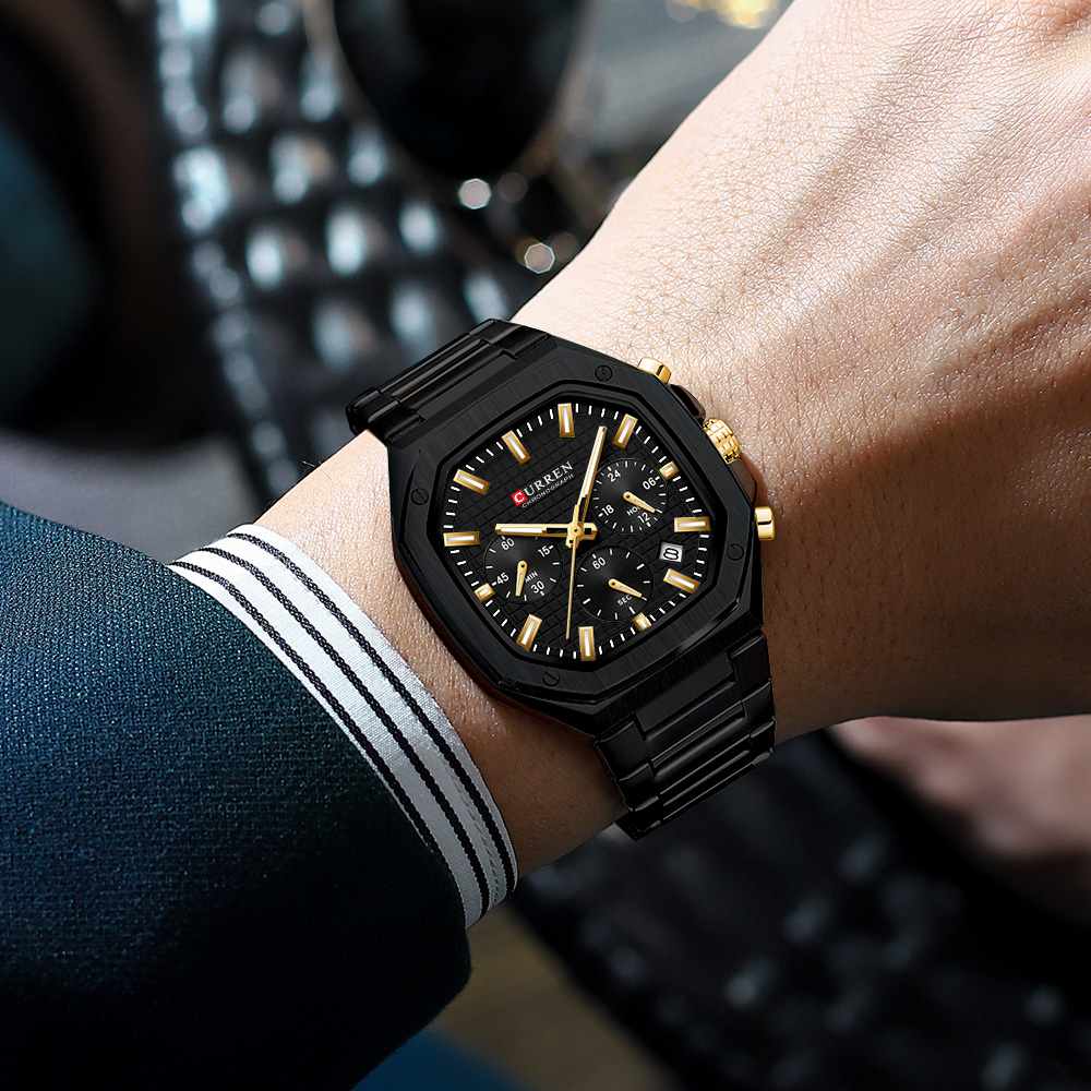 CURREN Luxury Square Chrono Wa – обзор и цена Luxury Watch Black